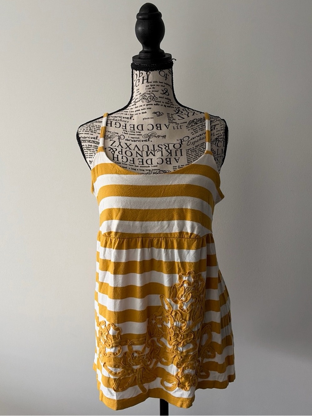 INC International Concepts Yellow & White Striped Spaghetti Strap Tank